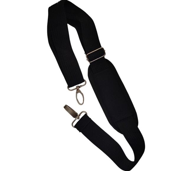 Black Adjustable Shoulder Strap 30" w/ Swivel Hooks & Padding, Bag Replacement - Picture 1 of 6